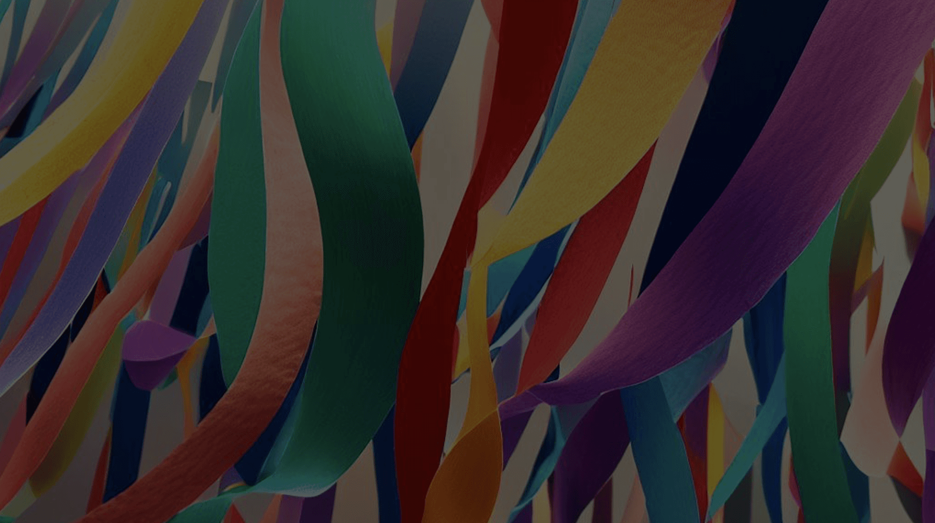 Colorful ribbons streaming together