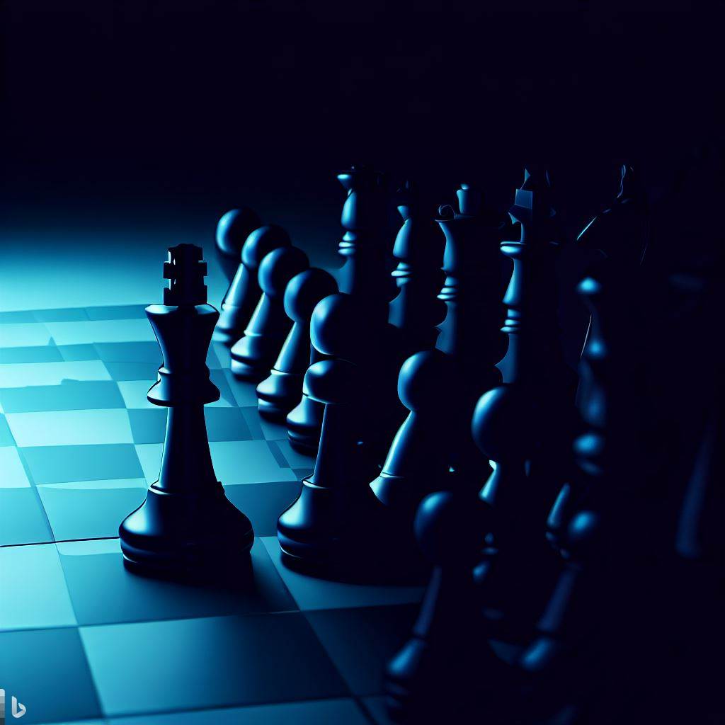 Chess pieces on a board